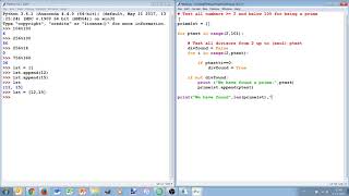 6 Playing with loops, modulo operator (%) and appending lists (prime generator) (AE1205 Python)