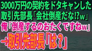 【スカッとする話】3000万円の契約をドタキャンした取引先部長「会社倒産だな⁉ｗ」俺「倒産するのおたくですねｗ」→取引先部長「は？」【修羅場】