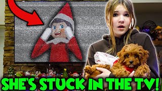 My Elf On The Shelf Is STUCK IN THE TV! *PUPPY NAME REVEAL*