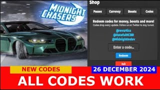 *NEW CODES* [🎄EVENT] Midnight Chasers: Car Racing ROBLOX | ALL CODES | DECEMBER 26, 2024