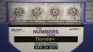Midday Numbers Game Drawing: Monday, April 24, 2017