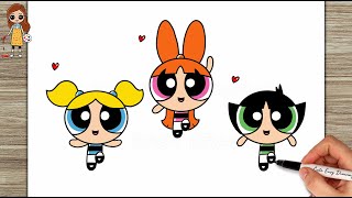 How to Draw Powerpuff Girls | How to draw Blossom Bubbles and Buttercup Easy Step by Step