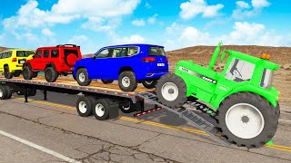 Flatbed Truck Mcqueen | Transportation with Truck - Pothole vs Car #105 - BeamNG.Drive