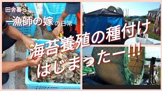 【漁師嫁の仕事】海苔の種付けの手伝い【VLOG】準備から始まりまで