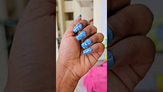 1st time trying Nail Art 💅💙...WOW 😱 Rate this nail art ?/10 😳 #shorts #youtubeshorts #trending #art