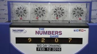 Midday Numbers Game Drawing: Friday, February 12, 2016
