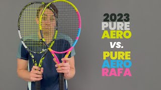 Which is better? 2023 Babolat Pure Aero Rafa vs. Pure Aero 100