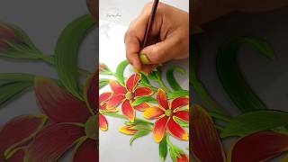 🔴💫 INCREDIBLE Flower Painting On GLASS Brush Strokes #shorts