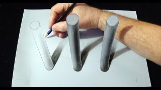 "is It Really Impossible? Watch Me Draw 3d Cylinders In This Trick Art By Vamos."