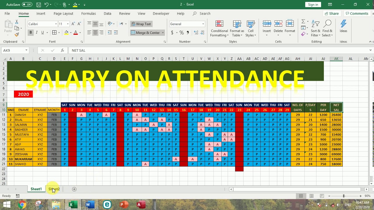 How To Make Salary Sheet In MS Excel 365 - YouTube