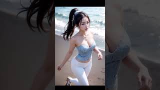 Ai realistic pretty Girls #17 AI white leggings lookbook   AI model IRENA