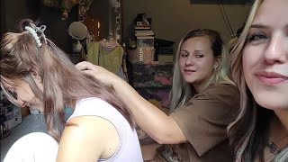 ASMR- Back Scratching & Hair Play W/ My Sisters!