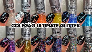 ESMALTE TOP BEAUTY COLEÇÃO ULTIMATE GLITTER 12 CORES 6 GLITTER FOSCO E 6 GLITTER BRILHANTES