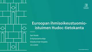 Euroopan ihmisoikeustuomioistuimen HUDOC-tietokanta