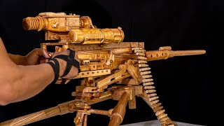 Top Woodworking Art - Wooden M2 Browning Machine Gun - Wood Carving Gun