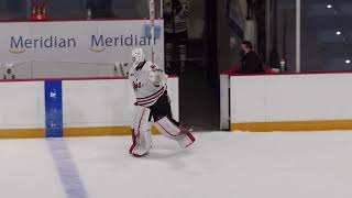 Goaltender Josh Rosenzweig of the Niagara IceDogs in a Exhibition Game against the Guelph Storm