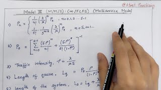 Model 3 (M/M/S) :(Infinity/FCFS) Multiservice Model | Queueing Theory in Operation Research