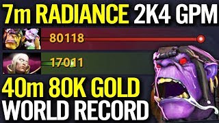 NEW WORLD RECORD 2400 GPM - 7Min Radiance Alchemist Insane Farm WTF Dota 2