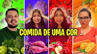 🌈 DESAFIO 24 HORAS COMENDO COMIDA DE UMA COR SÓ! 🌈 (Família Porcides)