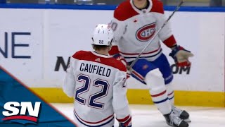 Canadiens' Cole Caufield Steals Puck Before Snapping Home Opening Goal vs. Lightning