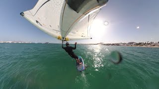 Light wind wingoiling skills, heineken, tacks, gybes. Corralejo, Fuerteventura