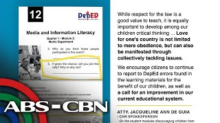 Palace: DepEd modules allegedly discouraging protests are for younger students | ABS-CBN News