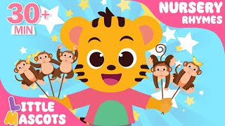 Five Little Monkeys + Wheels On The Bus + more | Little Mascots Nursery Rhymes & Kids Songs