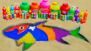 How to make Rainbow Clown Loach Fish with Orbeez Colorful, Big Coca Cola and Mentos Underground