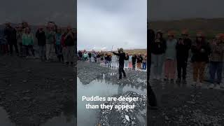 Measuring puddles on a glacier @matanuskaglacier7847  #glacier #alaska