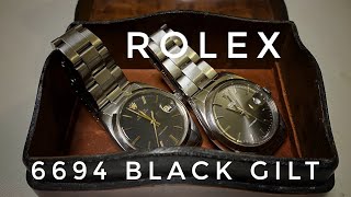 【ROLEX 6694 BLACK  GILT】beautiful glossy BLACK DIAL