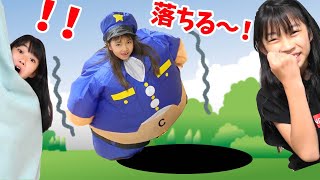 【寸劇】落とし穴が！！大変！警察が落ちちゃった！！警察ごっこ★にゃーにゃちゃんねるnya-nya channel