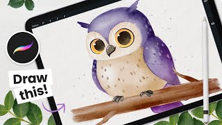 How To Draw A Watercolor Owl • Procreate Tutorial