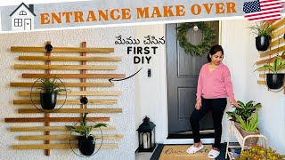 House Entrance Make Over||మేము చేసిన First DIY Wood Project||Home Porch Decor||Telugu Vlogs From USA