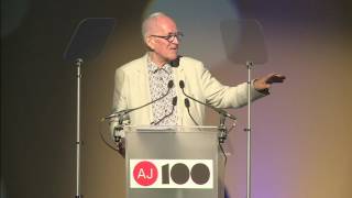 AJ100: Peter Cook gives the keynote address at the AJ100 Awards