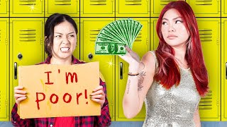 RICH VS BROKE GIRL AT SCHOOL | FUNNY & CRAZY SITUATIONS BY CRAFTY HACKS PLUS