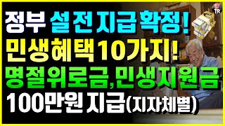 [긴급] 정부 설 전 지급 확정 민생 혜택 10가지! 지자체 1인 최대 100만원 지급 명절지원금(취약계층), 민생지원금(모든시민)지원! 전국 시도군 주는곳 총정리!