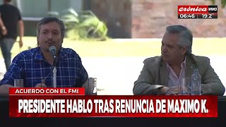 Alberto Fernández habló tras la renuncia de Máximo Kirchner