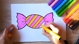 HOW TO DRAW a piece of candy - easy drawing for kids