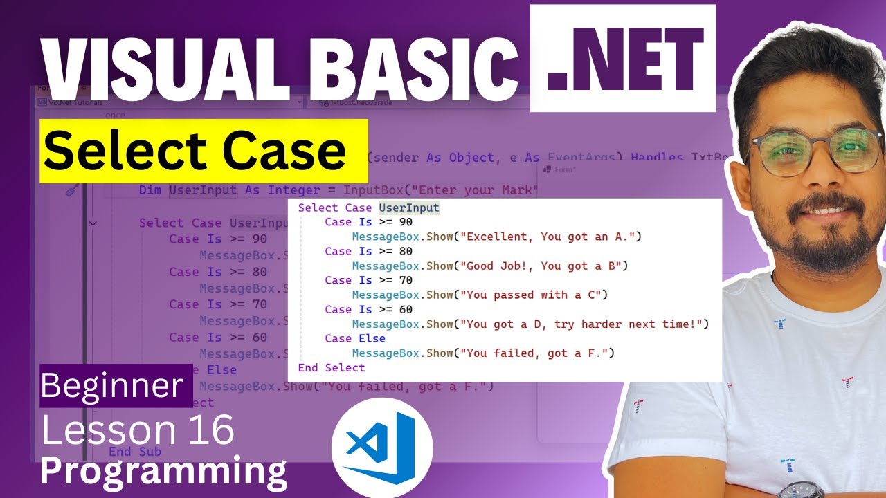 Select Case Example In Visual Basic Vb Net Select Case Youtube