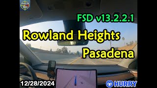 Los Angeles: Rowland Heights to Pasadena | FSD v13.2.2.1 | Model Y | 12/28/2024