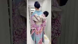 着物コーディネート·レディース 水色しだれ桜振袖 #洛楽着物RAKURAKUKIMONO #京都着物レンタル #京都和服體驗 #京都和服体验 #着物着付け体験 #kyotokimonorental