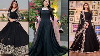 Stylish and trendy Black maxi Frocks| Black Dresses| events Dresses.