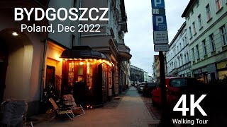 4K Walk around Dworcowa Street December 2022, Bydgoszcz, Poland