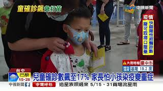 幼童確診數飆! 學校太慢家長急了 冒雨帶孩打疫苗│中視新聞 20220515