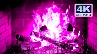 🔥 PINK Fireplace 4K! Colorful Fireplace Burning with pink flames. Halloween 2024