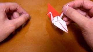 origami crane of two colors 1