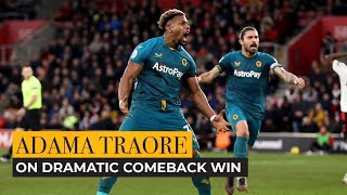 Traore reacts to a remarkable comeback win at Southampton