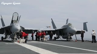 Exploring in the hangar on a US$13 Billion Aircraft Carrier