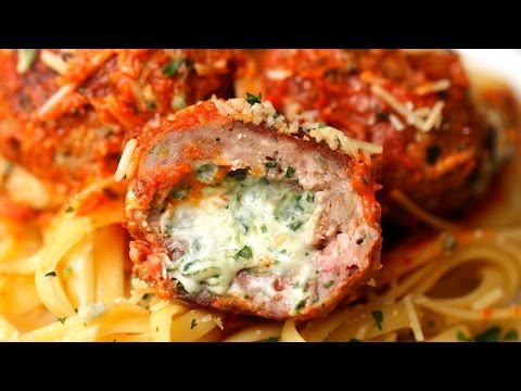 Spinach Dip Stuffed Meatballs Spinach Dip Stuffed Meatballs