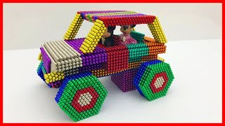 ASMR - How To Make terrain cars with magnetic balls | Pixel Art by Magnet Colors